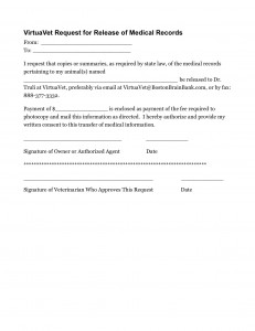 VirtuaVet Release of Medical Records Form